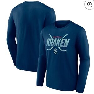 New Seattle Kraken Fanatics Covert Long Sleeve Shirt Deep Sea Blue New W/O Tags